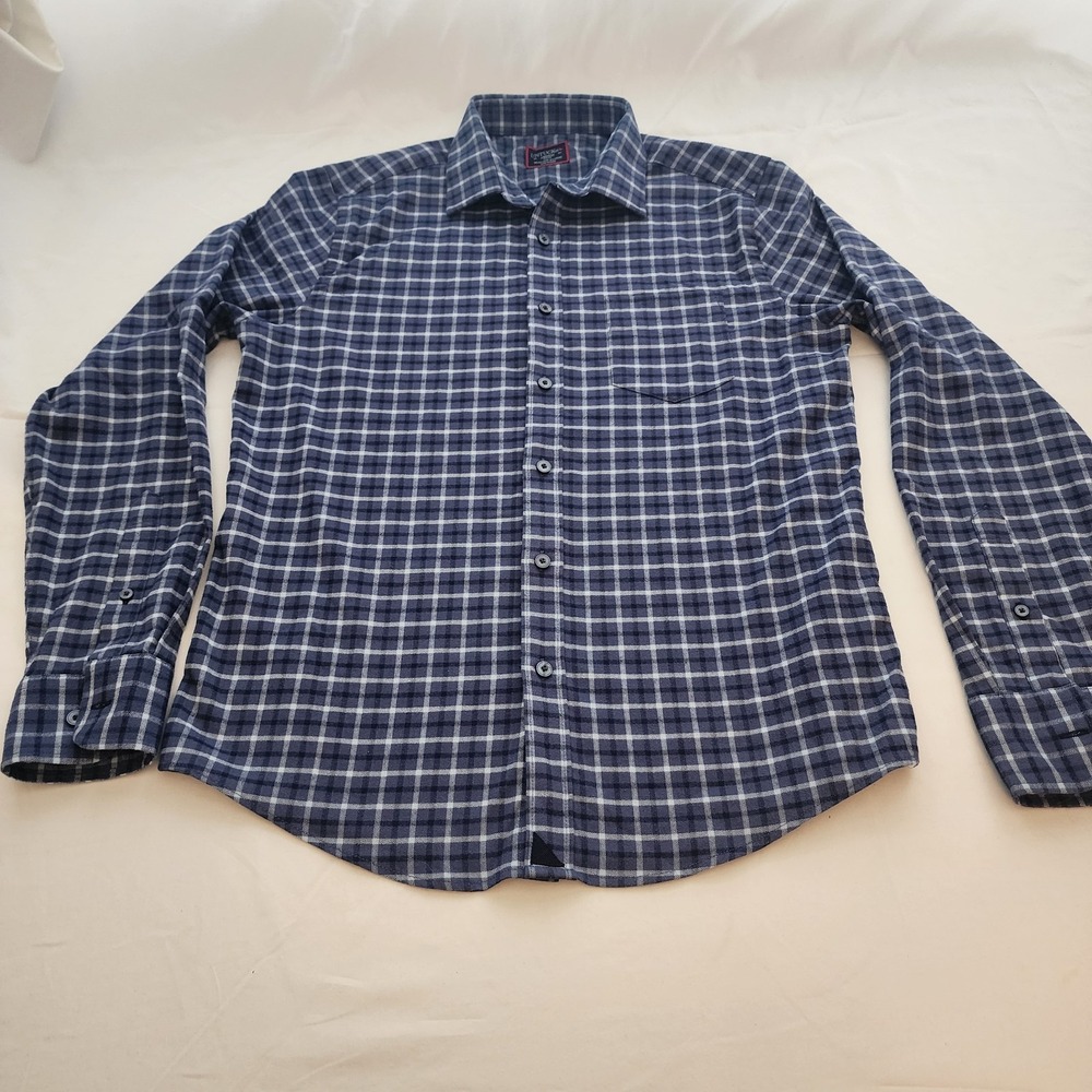 UNTUCKit Men's Blue Plaid Long Sleeve Shirt Size M Flannel Feel Stylish Preppy